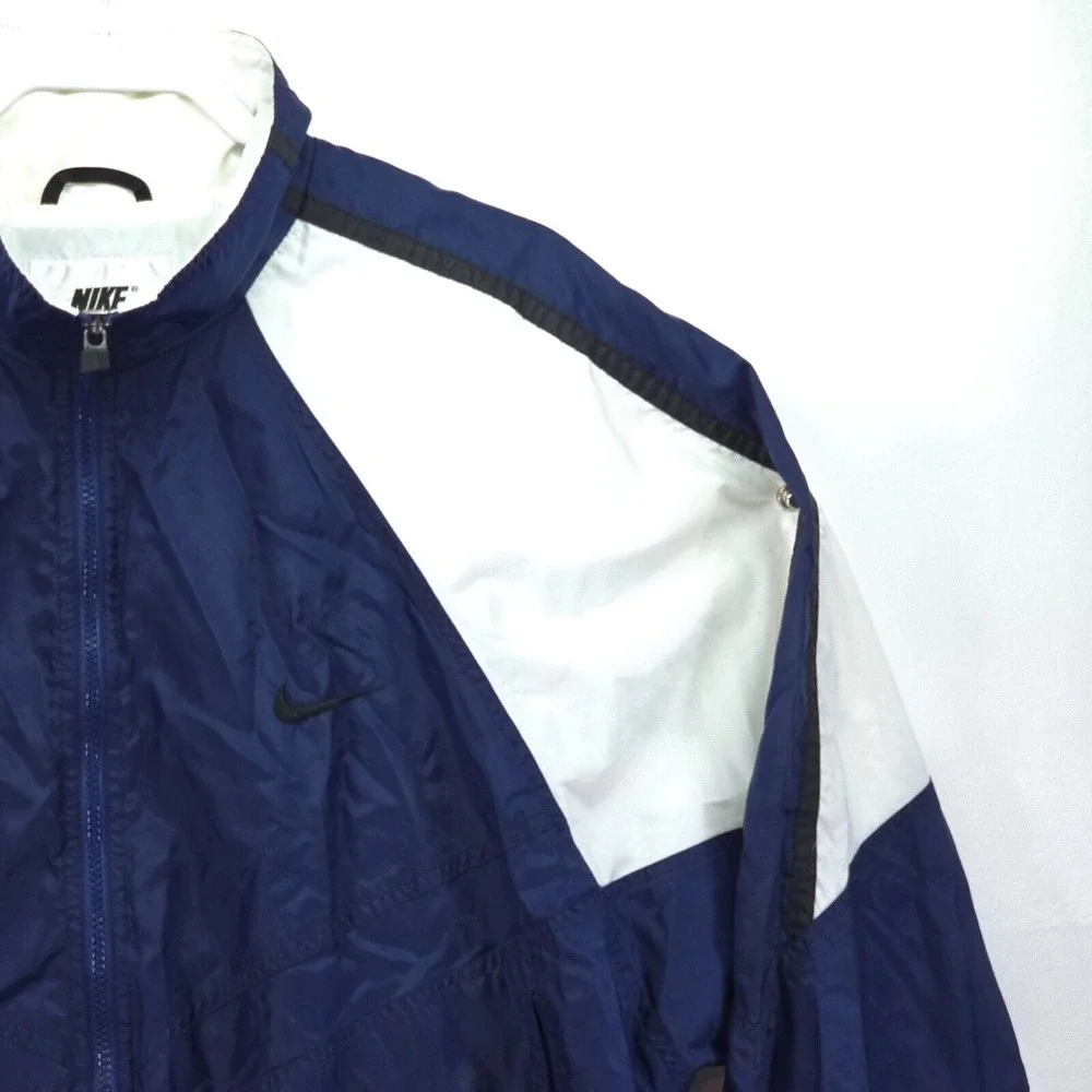 VTG Nike Track Jacket Men's XXL 2XL 90s Blue White Nylon Full‎ Zip Performance - Picture 12 of 16